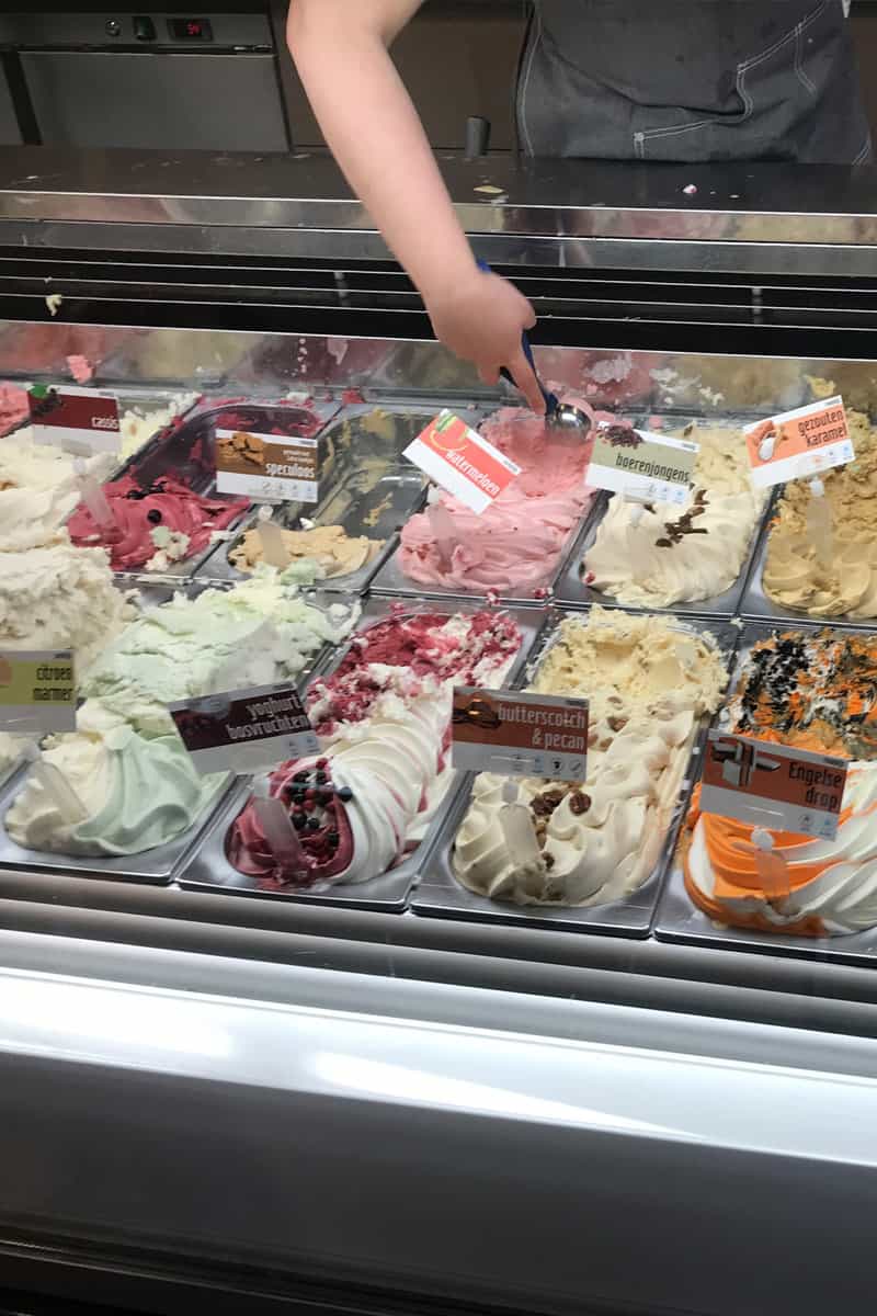 Ice cream with Dutch flavors at Otelli Ice cream on Market Square Delft.