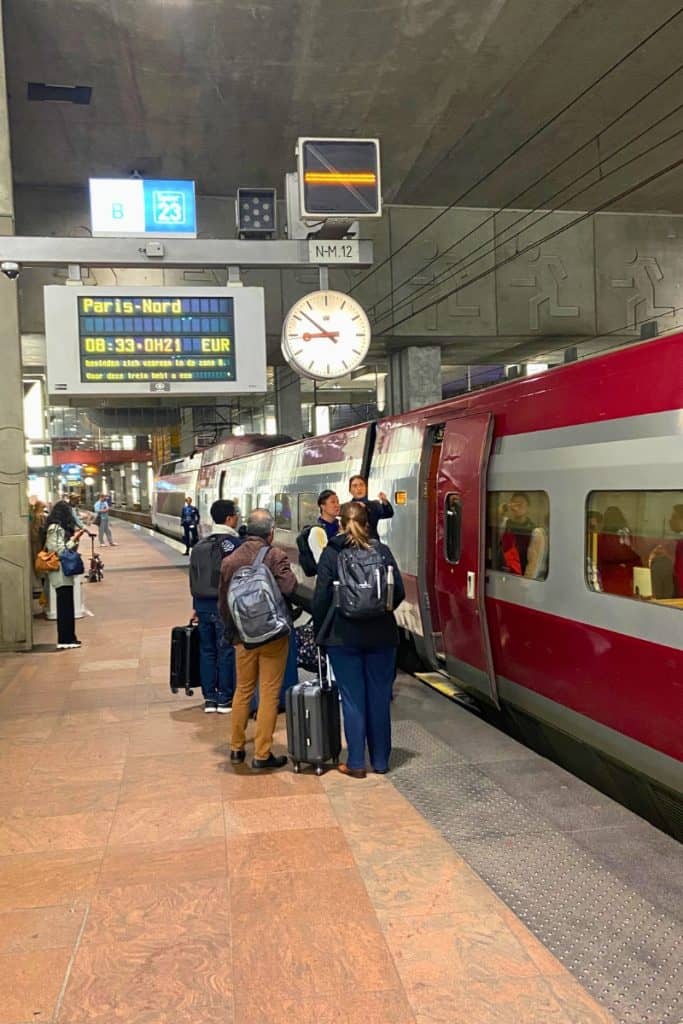Eurostar platform in Antwerp.