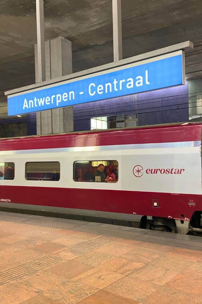 Platform sign Antwerp central station.