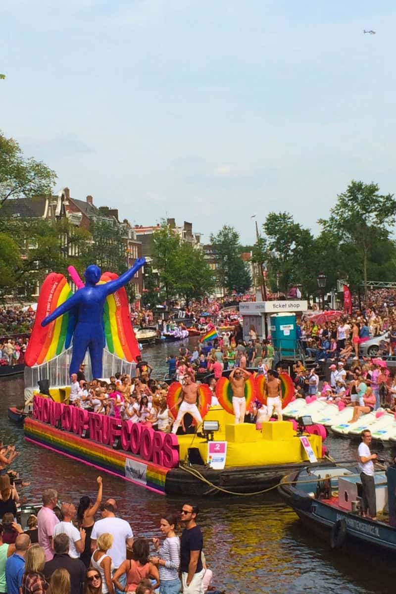 Gay pride float on the Amsterdam Canals.