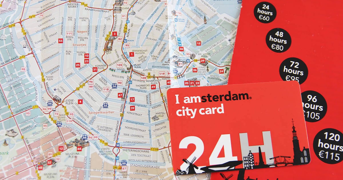 I amsterdam city card with map.