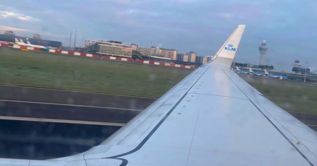 I am my way from Amsterdam to Berlin on a KLM flight.