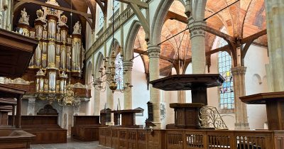 Old Church interior in Amsterdam.