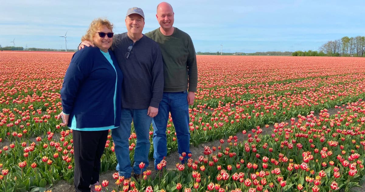 Me with private tour guests in the tulip fields.