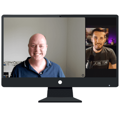 A computer screen showing me and a customer on a 1:1 planning call to plan a Netherlands vacation.