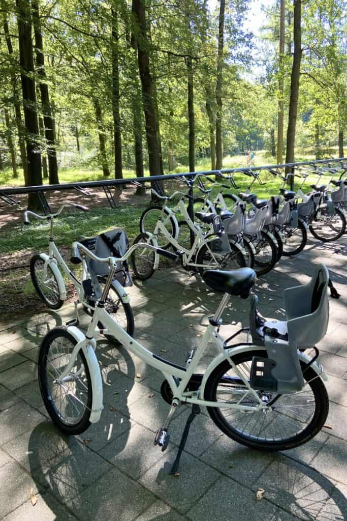 The iconic free white bikes that you can use to get around the Hoge Veluwe park.
